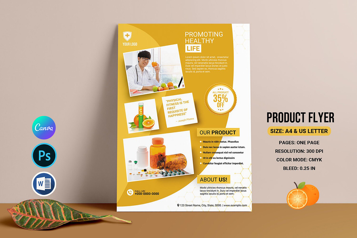 Product Flyer Template | Canva, a Flyer Template by retrographix (Photo 1 of 3)