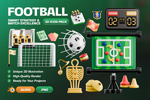 Football Essentials 3D Icon Pack, an Object 3D Model by Haps Space