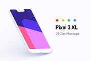 Pixel 3XL - 21 Clay Mockups - PSD, an iPhone Mockup by Asylab (Thumbnail 1 of 73)