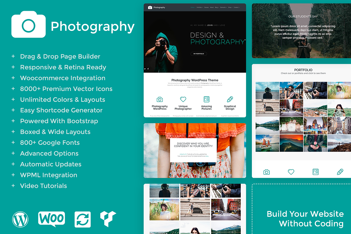 Photography Gallery WordPress Theme, a WordPress Template by Visualmodo (Photo 1 of 21)