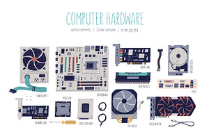 Computer hardware set, a Technology Illustration by Good Studio