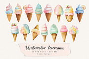 Watercolor Ice Creams, a Food Illustration by PeDe Designs (Thumbnail 3 of 4)