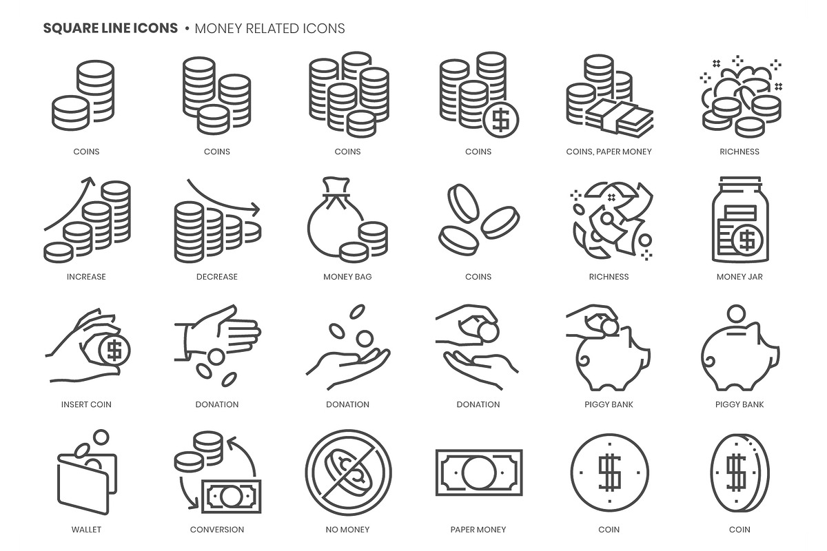 Square line icons, an Outline Icon by Howcolour (Photo 77 of 85)