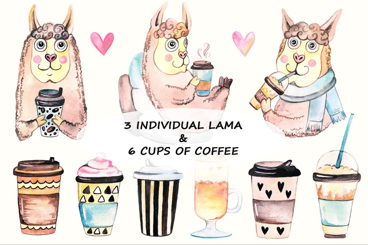 Watercolor Coffee Collection, an Animal Illustration by Kseniya_design (Photo 2 of 8)