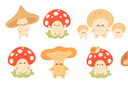 Kawaii mushrooms. Cute little fungus, a Texture Illustration by YummyBuum (Thumbnail 3 of 3)