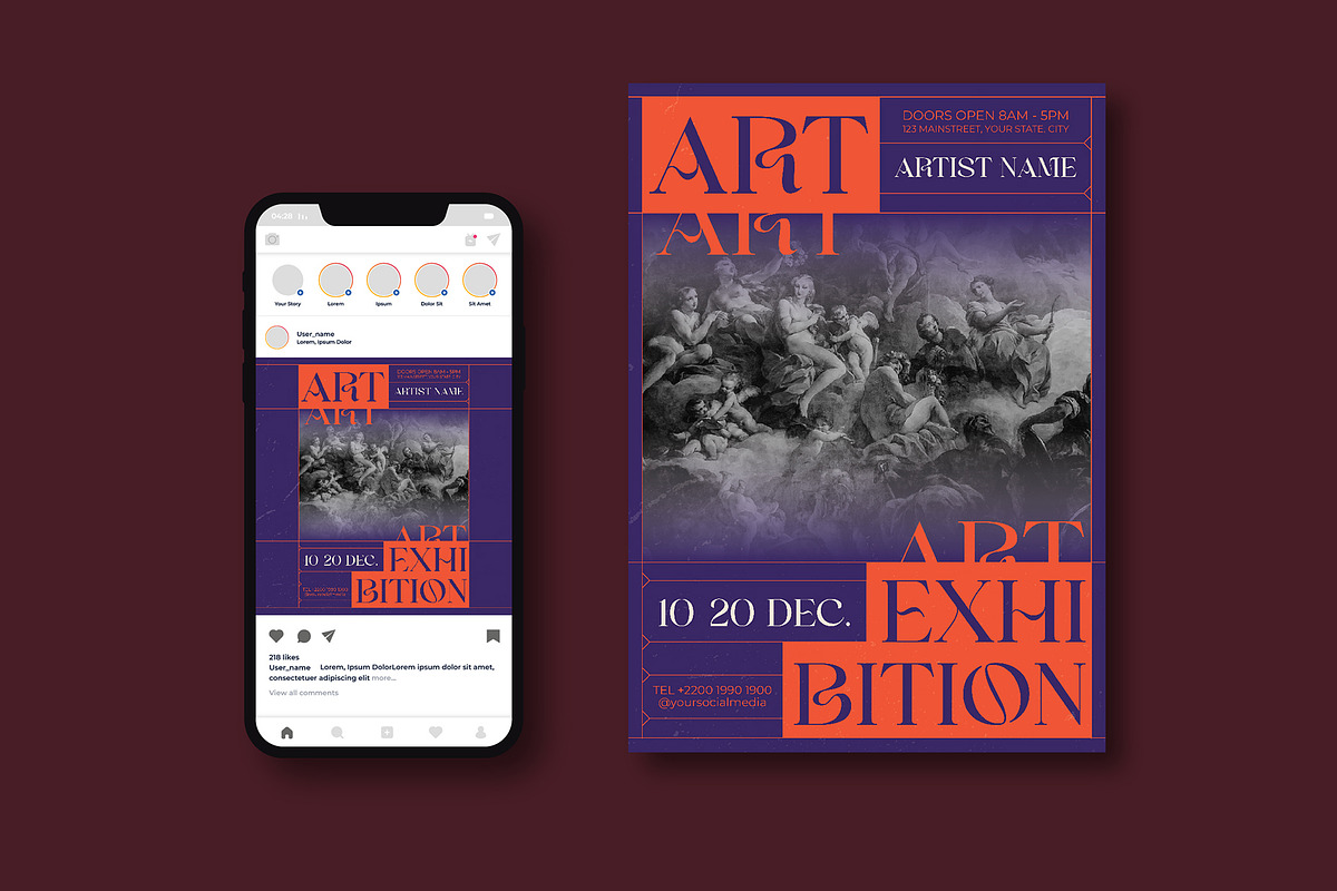 Art Exhibition Flyer, a Flyer Template by iDoodle Studio