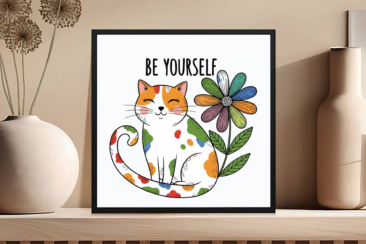 Be Yourself Funny Cat PNG, an Illustration by DreamCafeArt (Photo 4 of 6)
