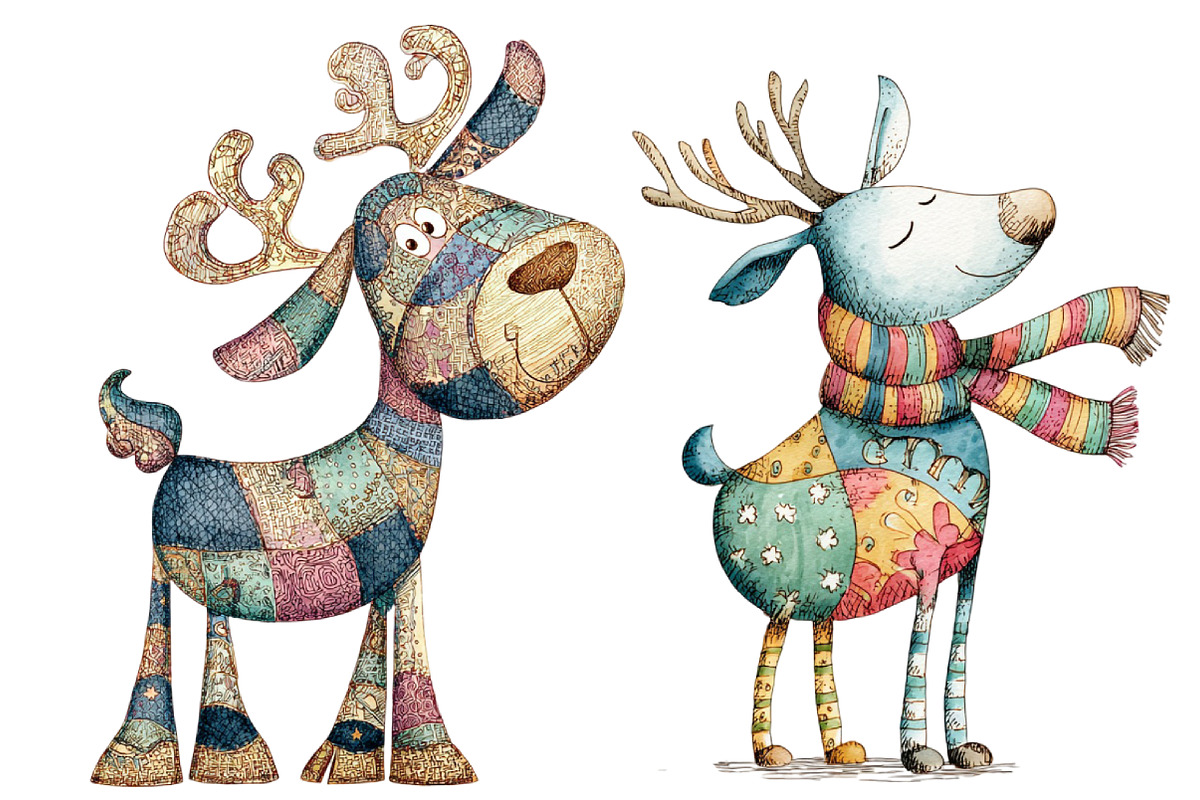 Whimsical Patchwork Reindeer Clipart, an Illustration by Designworld (Photo 4 of 5)