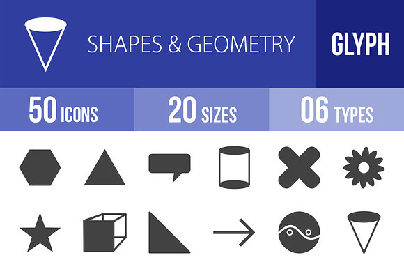 50 Shapes Geometry Glyph Icons