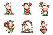 Whimsical Valentine Unicorn Clipart, an Illustration by CreationArt (Thumbnail 2 of 5)
