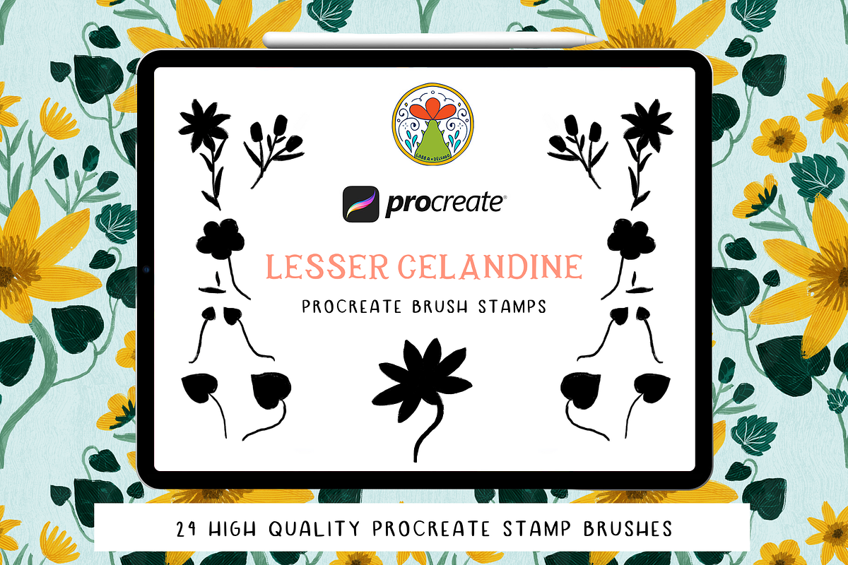 Procreate Brush Stamps - Celandine, a Brush Add-On by Gabba Delgado (Photo 1 of 4)