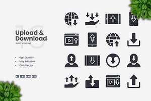 Upload and Download Solid Icons, an Icon by Upnowgraphic