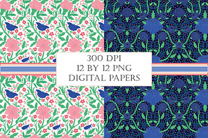 William Morris Patterns Pink & Blue