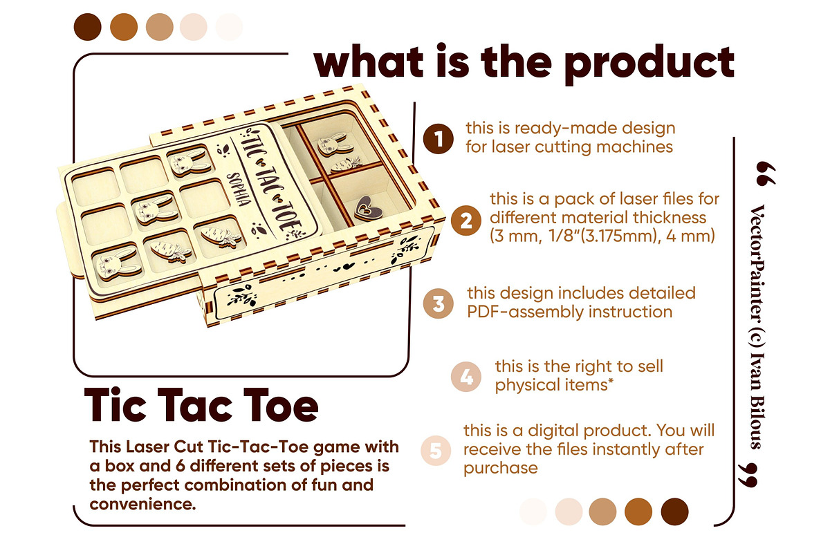 Tic Tac Toe - Laser Cut File, an Object Graphic by VectorPainter (Photo 12 of 18)