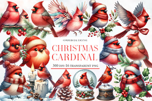 Cute Christmas Cardinal Clipart, an Illustration by Designworld