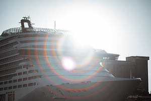Cruise Ship With Lens Flare, a Transportation Photo by SkyNext