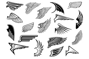 Heraldic vintage wings set, a Graphic by Vector Tradition