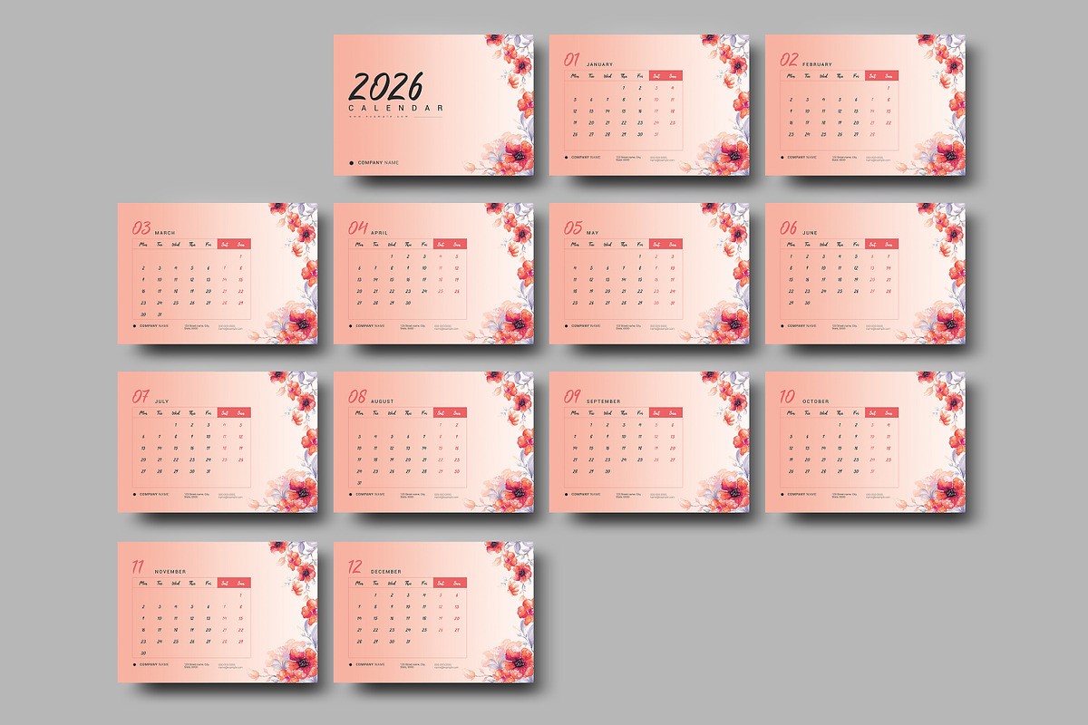 Desk Calendar 2026, a Stationery Template by crazyOWL (Photo 3 of 6)