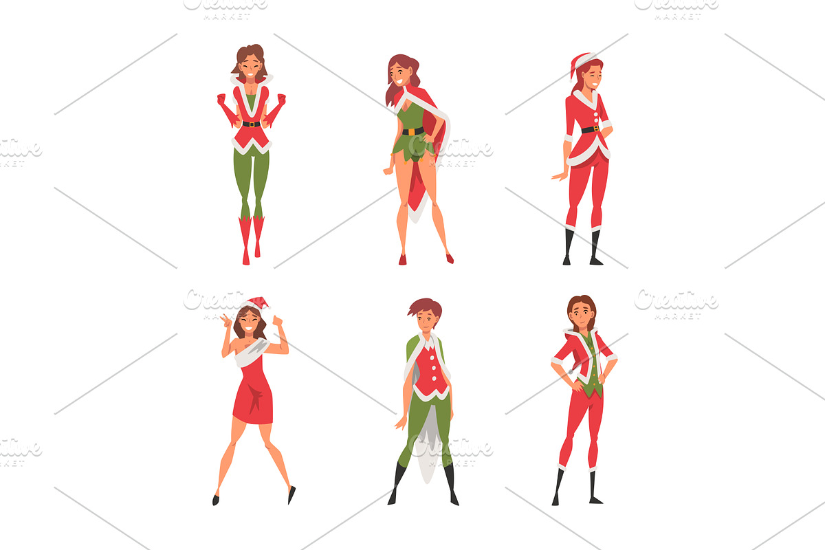 Pretty Woman Wearing Red Santa, a Person Illustration by TopVectors