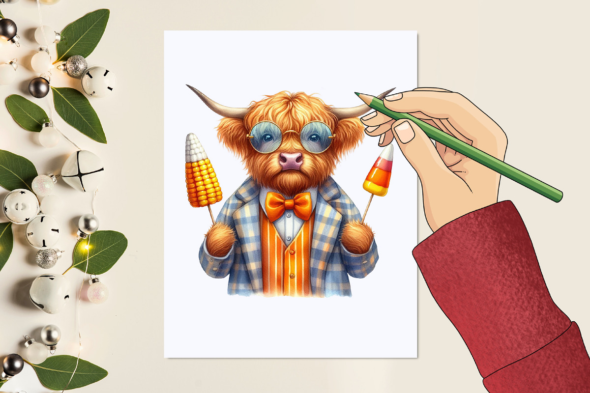 Cute Halloween highland cow Clipart, a Graphic by designcity5 (Photo 4 of 5)