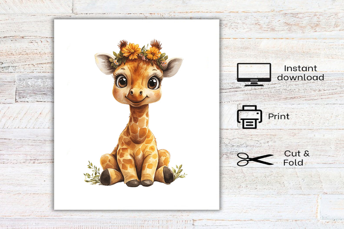 Watercolor Baby Giraffe Clipart, an Illustration by Canvas Craft (Photo 8 of 8)