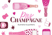 Pink Champagne Clipart, a Food Illustration by Teresa Art Store (Thumbnail 1 of 9)