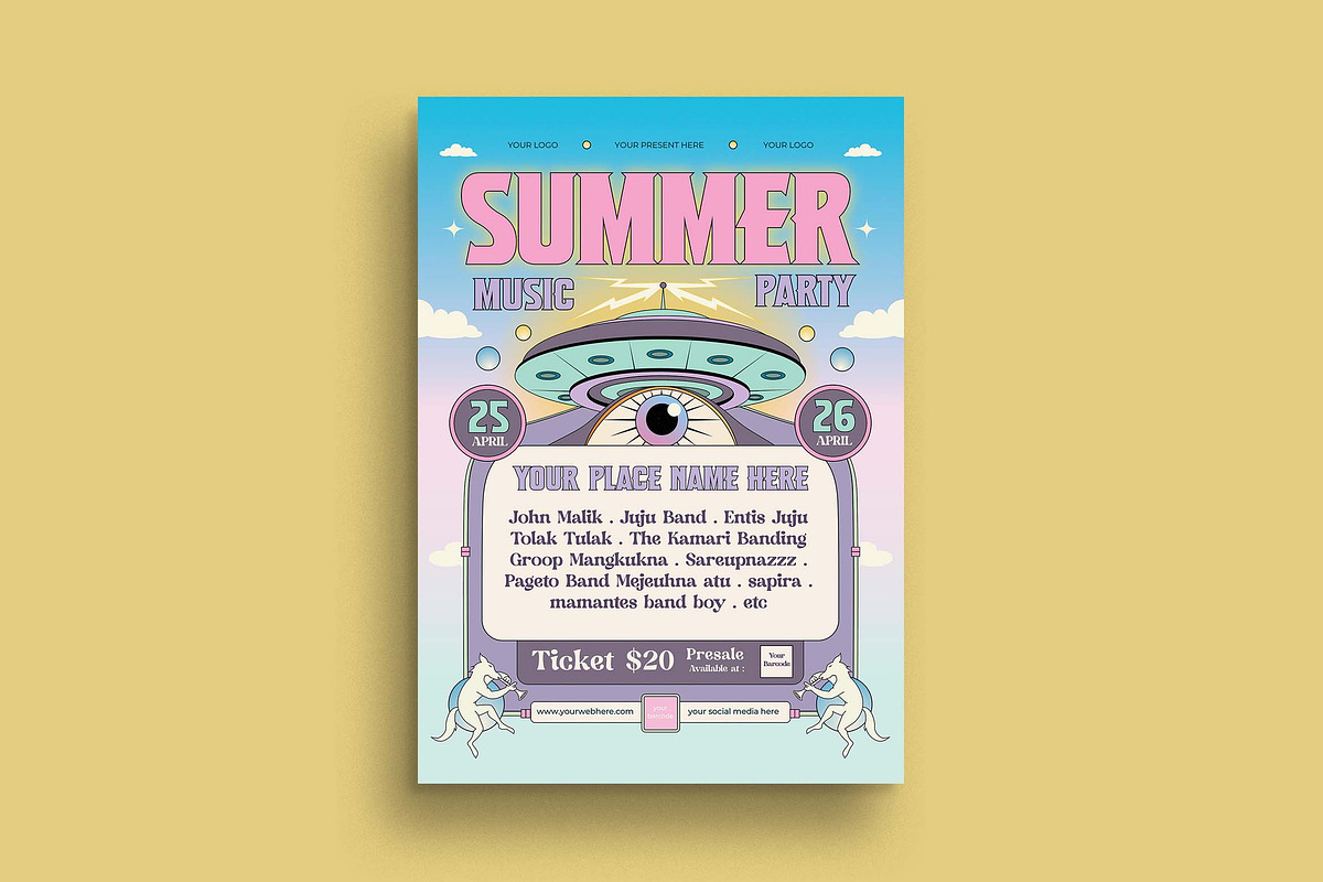 Playfull Summer Music Festival Flyer, a Flyer Template by megarez (Photo 2 of 3)