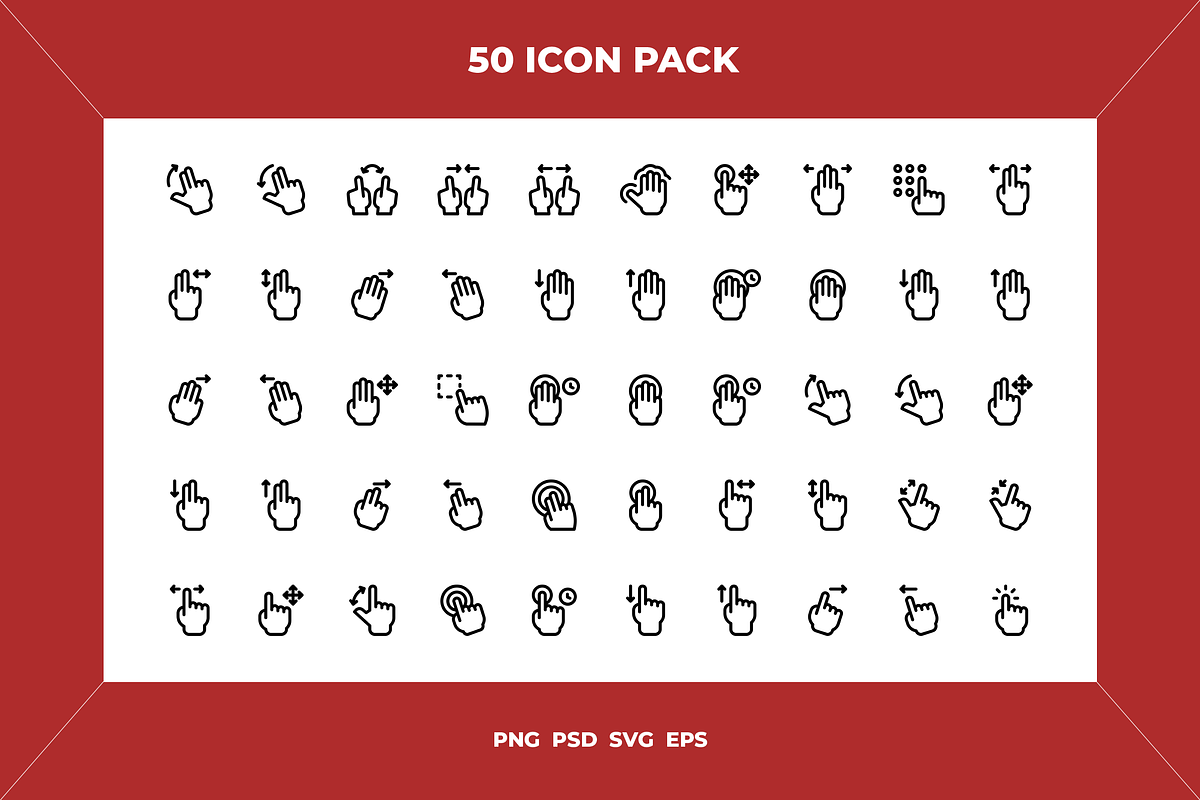Touch gestures icons, an Outline Icon by Wencory (Photo 1 of 2)