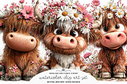 Highland Cow Floral Clipart, an Illustration by GatewayDesign (Thumbnail 1 of 3)