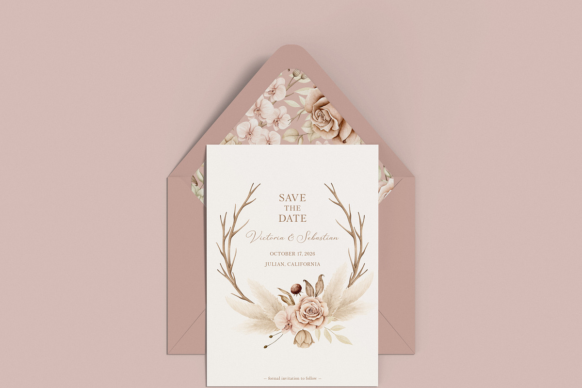 Watercolor Boho Fall Dusty Rose Set, a Decorative Illustration by Carol Lozove (Photo 5 of 74)