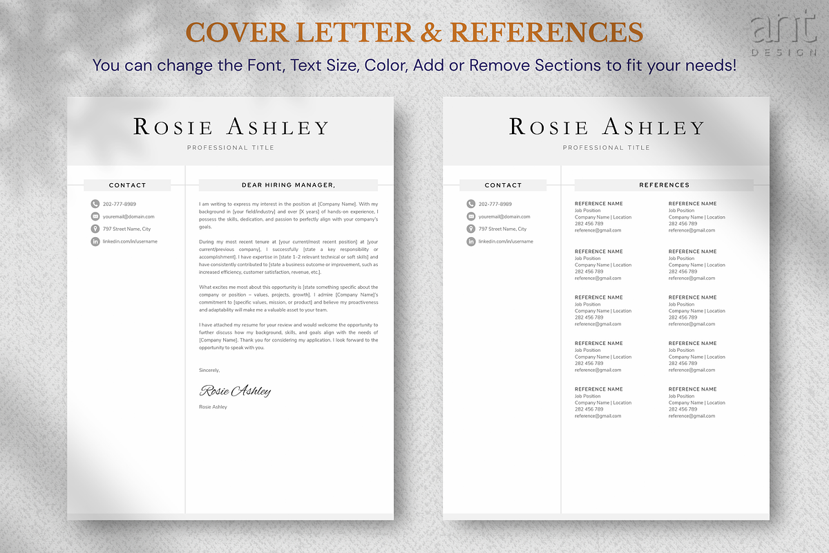 Modern Resume Template - Rosie, a Resume Template by AntDesignStudio (Photo 4 of 9)