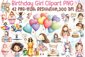 Birthday Girl Clipart, an Illustration by Sublimation Artist
