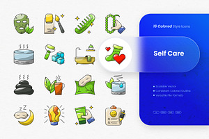 Self Care Colored Icons, an Outline Icon by cidcud_graphic
