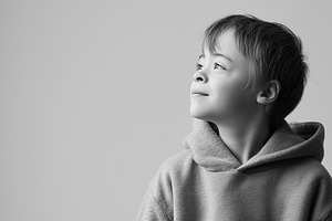 Black and white portrait of a boy, a Person Photo by MistyDay