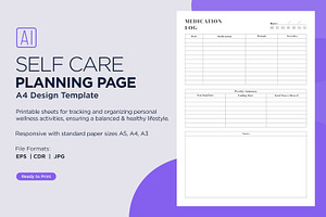 Mediation Log Self Care Planner, a Stationery Template by shahsoft