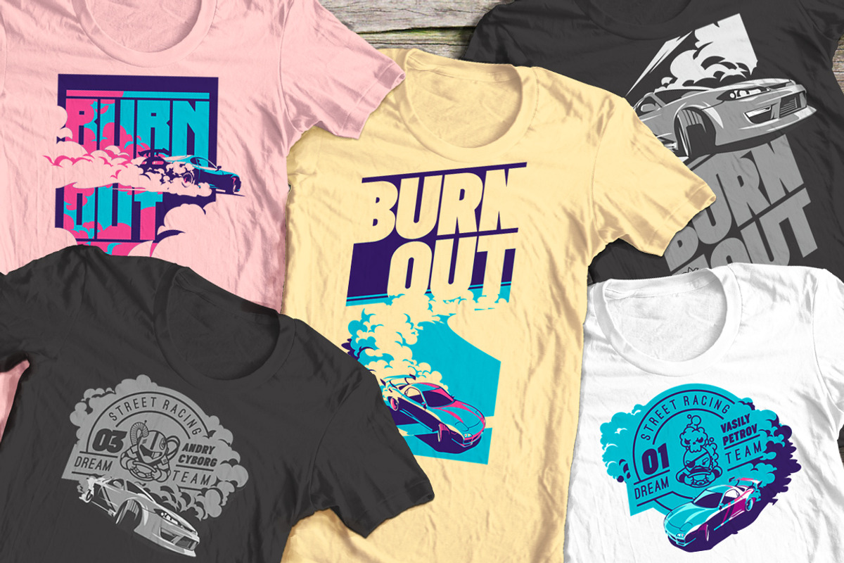 -50% Street Racing T-Shirts Badges, an Illustration by Alexander Baidin (Photo 6 of 6)