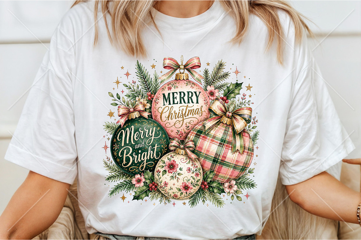 Preppy Merry Christmas Ornament PNG, a Seasonal Illustration by Canvas Craft (Photo 3 of 6)