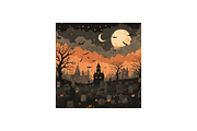 Retro Halloween Backgrounds Bundle, a Background Graphic by PcuDesigns Illustrations (Thumbnail 2 of 3)