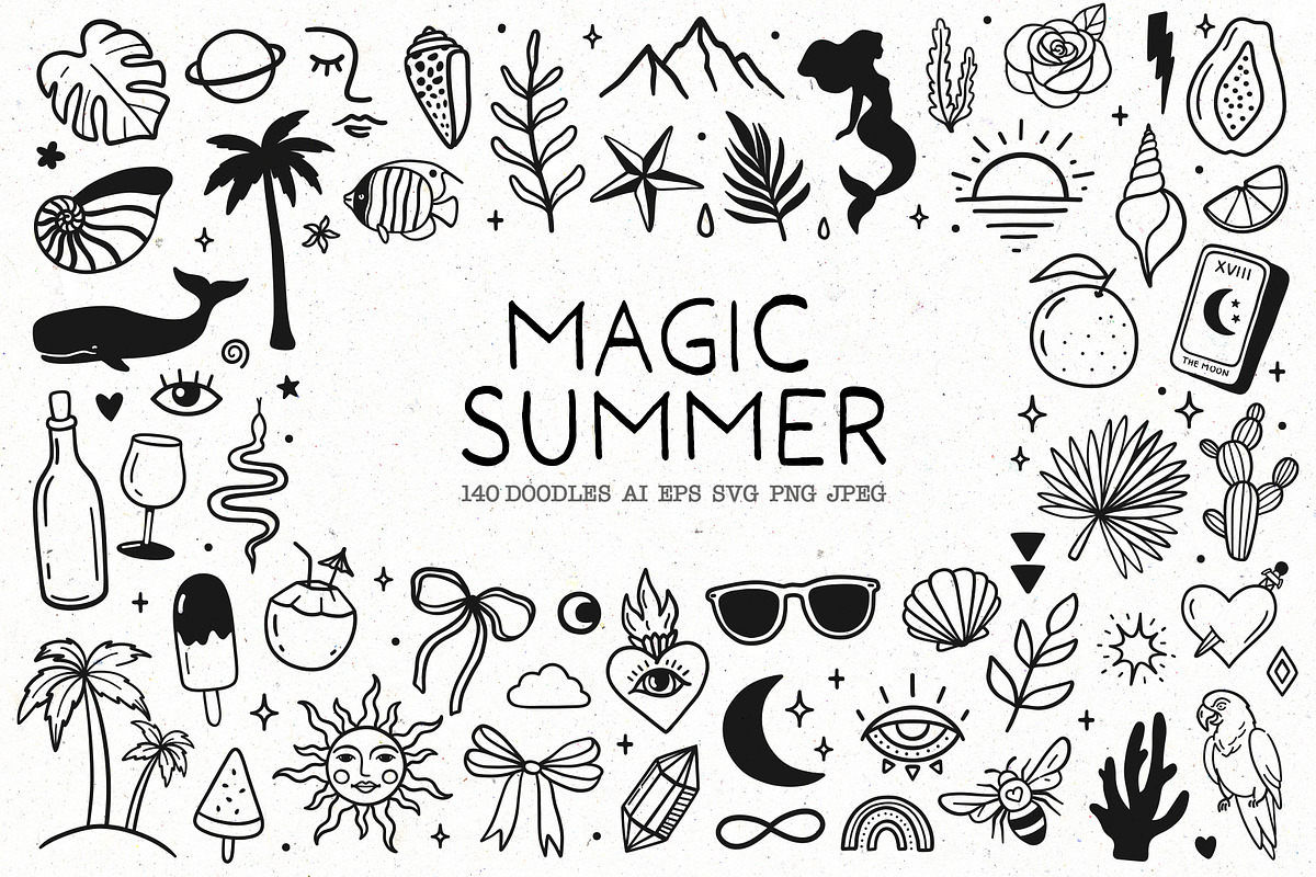 Magic Summer doodles and line art, a Seasonal Illustration by harmonia_green_art (Photo 1 of 7)