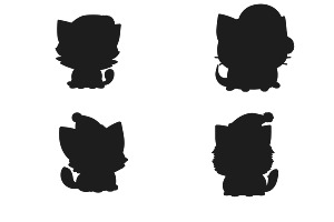 Cartoon Christmas Cats Silhouette 1