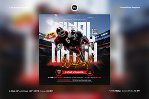 Football Flyer & Social Media, a Flyer Template by iDoodle Studio