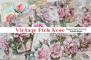 Pink Old Vintage Roses Junk Journal