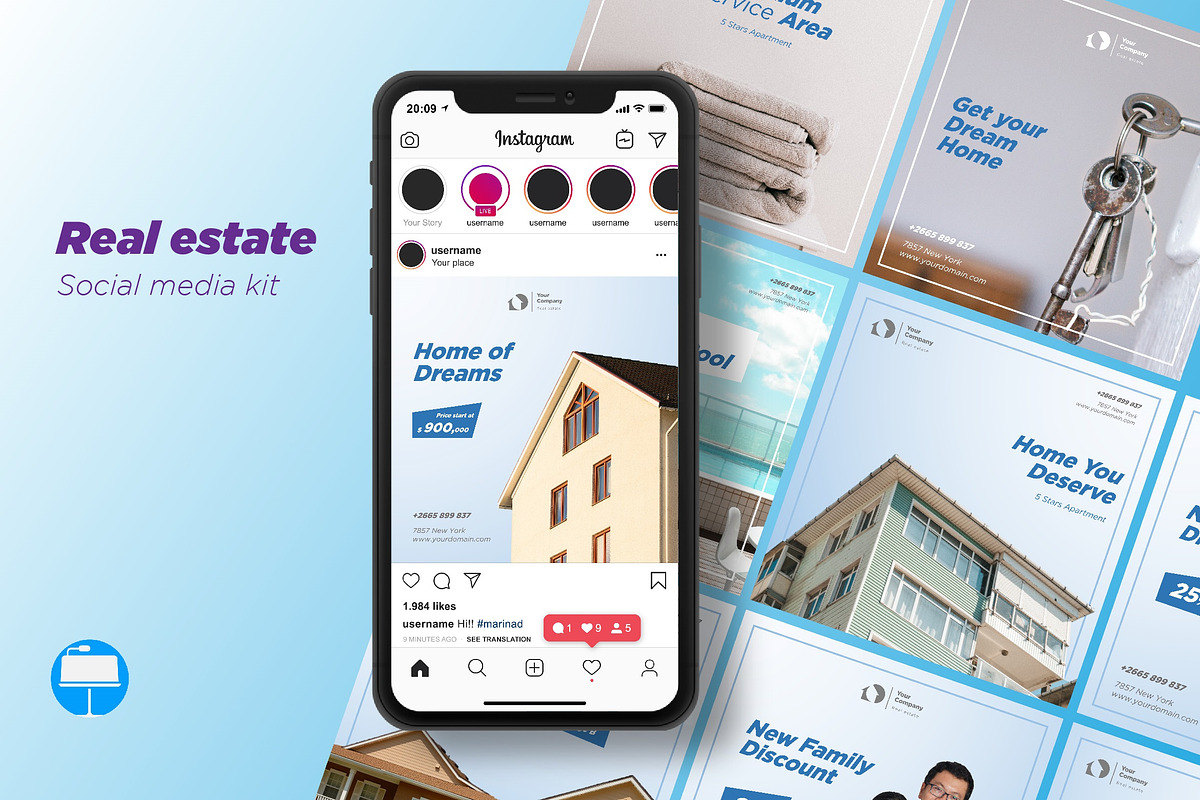 Real Estate Social Media Kit KEY, a Presentation Template by PuriCreative (Photo 1 of 2)