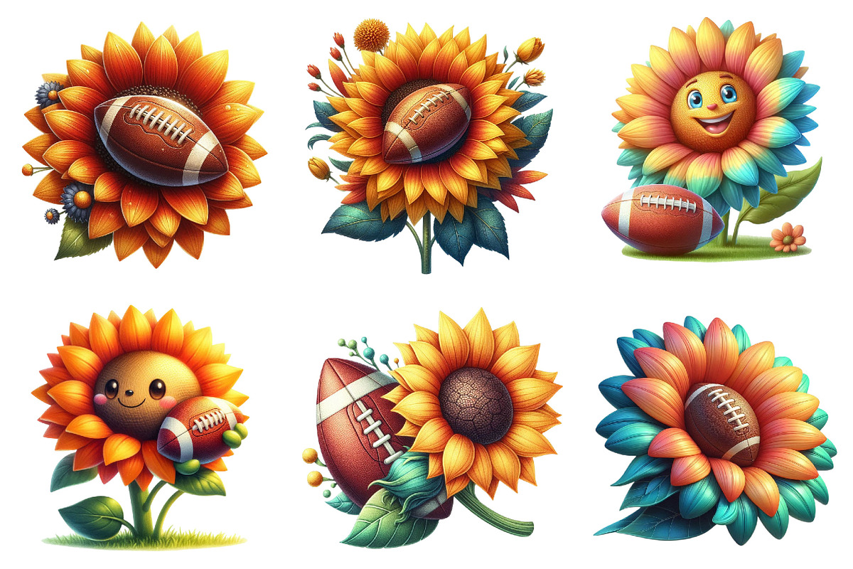 Sunflower Football Clipart PNG., a Graphic by CitraGraphics (Photo 2 of 3)
