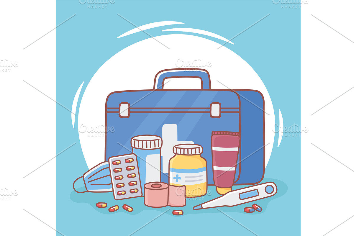 medicine first aid kit, an Object Illustration by studiogstock