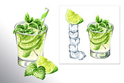 Mojito. Hand drawn watercolor set, a Food Illustration by Daria Ustiugova (Thumbnail 7 of 11)