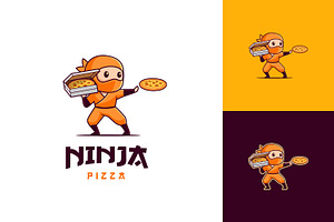 Ninja Pizza Mascot Logo