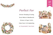 Watercolor Bedroom Decor Clipart, a Decorative Illustration by BerryPieArt (Thumbnail 4 of 4)