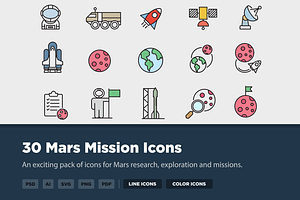 20 Mars Mission Icons