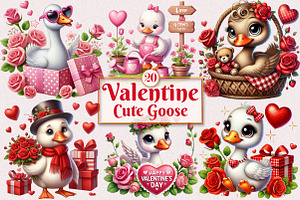 Valentine Cute Goose Clipart Bundle, a Seasonal Illustration by Craft Nest